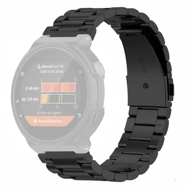 Per Garmin Forerunner 220 / 230 / 235 / 735XT / 620 / 630 Watch Band 3-beads Solid Metal Strap - Nero