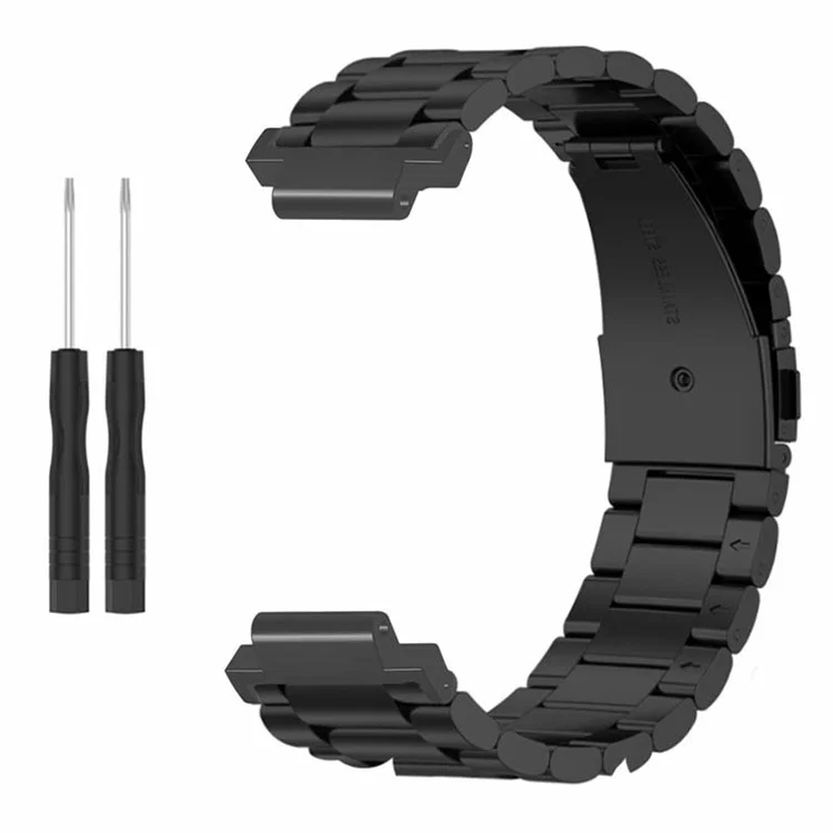 Per Garmin Forerunner 220 / 230 / 235 / 735XT / 620 / 630 Watch Band 3-beads Solid Metal Strap - Nero