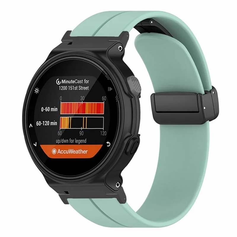 Для Garmin Forerunner 220 / 230 / 235 / 735XT / 620 / 630 Watch Strap Magnetic Buckle Silicone Strap - Мятно-зеленый