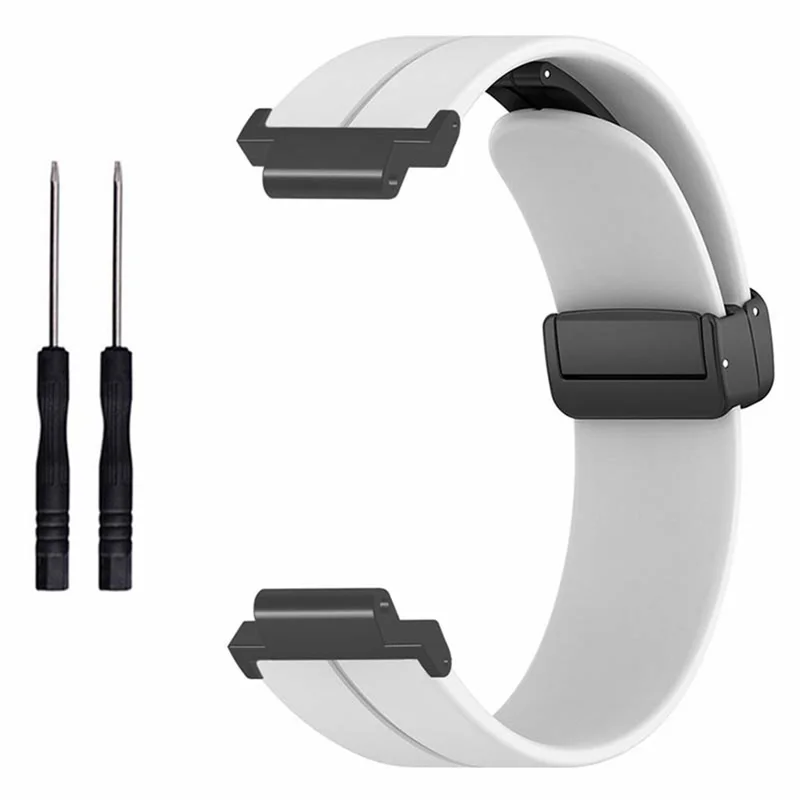 Para el reloj Garmin Forerunner 220 / 230 / 235 / 735XT / 620 / 630, correa de silicona con hebilla magnética - Blanco