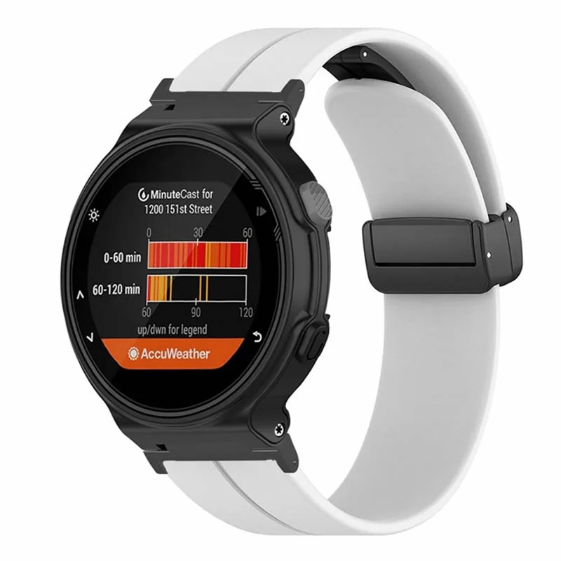 Para el reloj Garmin Forerunner 220 / 230 / 235 / 735XT / 620 / 630, correa de silicona con hebilla magnética - Blanco