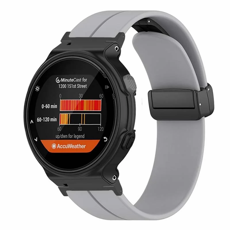 Para Garmin Forerunner 220 / 230 / 235 / 735XT / 620 / 630 Correa de Reloj con Hebilla Magnética de Silicona - Gris