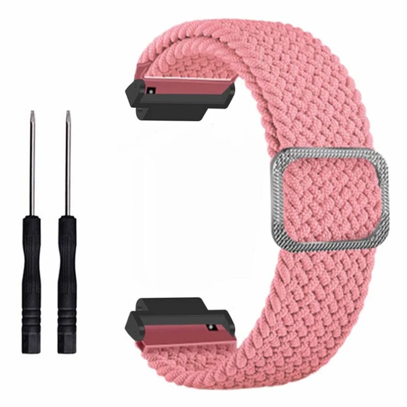For Garmin Forerunner 220 / 230 / 235 / 735XT / 620 / 630 Watch Strap Stretchy Braided Nylon Band - Pink
