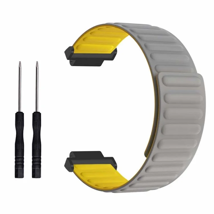Para Garmin Forerunner 220 / 230 / 235 / 735XT / 620 / 63 Correa de silicona Smartwatch magnética Bandas - Gris + Amarillo