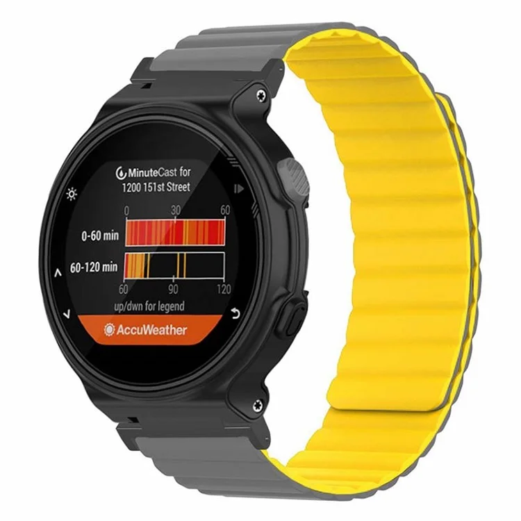Para Garmin Forerunner 220 / 230 / 235 / 735XT / 620 / 63 Correa de silicona Smartwatch magnética Bandas - Gris + Amarillo