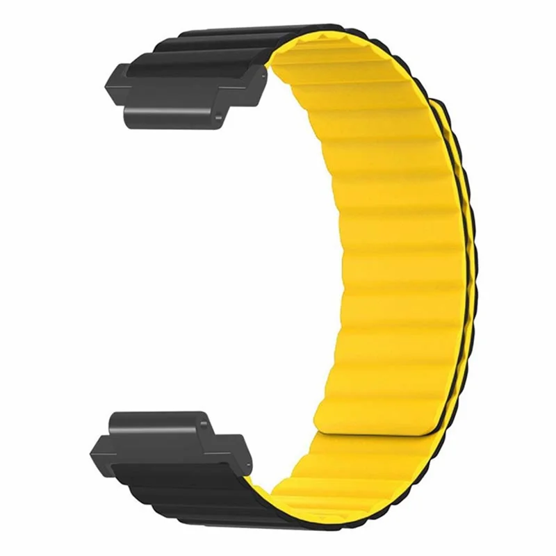 For Garmin Forerunner 220 / 230 / 235 / 735XT / 620 / 630 Silicone Strap Magnetic Smartwatch Bands - Black+Yellow