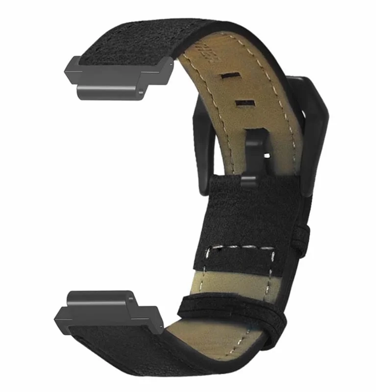 For Garmin Forerunner 220 / 230 / 235 / 735XT / 620 / 630 Watch Strap PU Leather Retro Texture Wristband Strap - Black