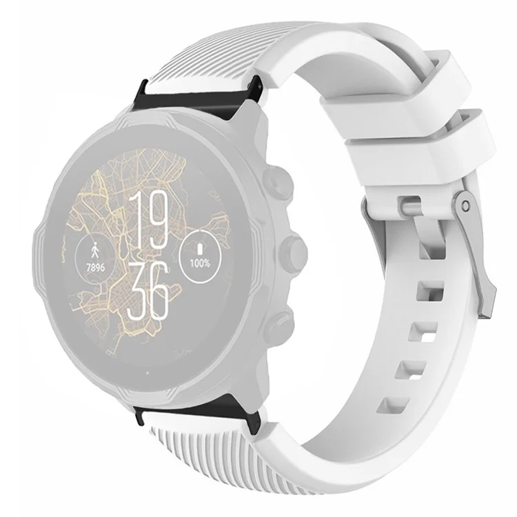 For Suunto Spartan Sport Wrist HR Baro / Suunto 7 Watch Strap 24mm Twill Texture Silicone Band - White