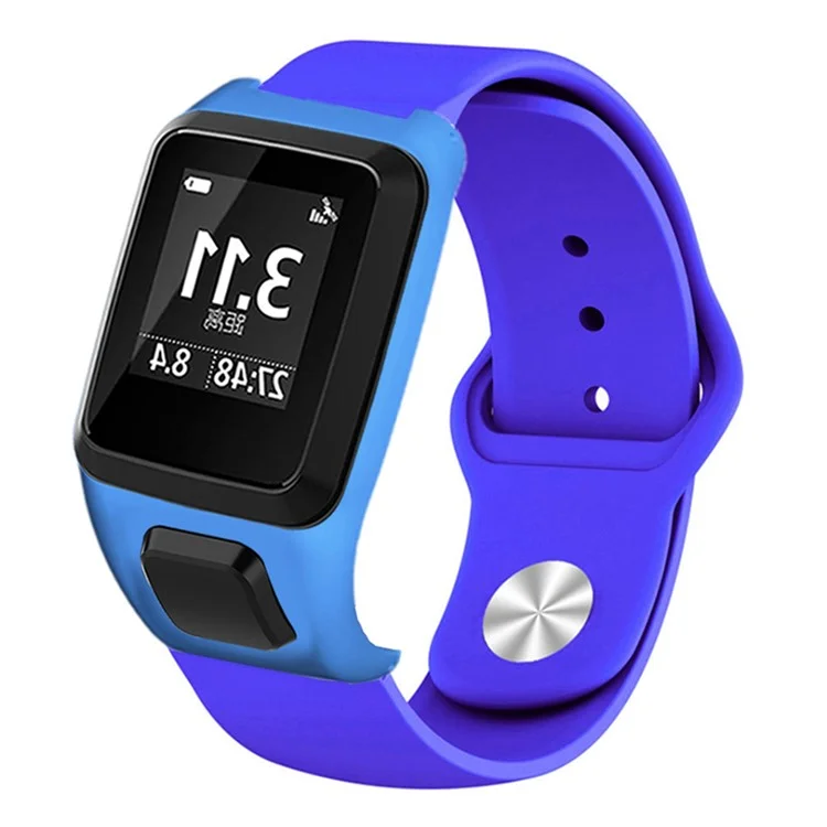 For TomTom Runner 3 / 2 / Adventurer Sport Bands Silicone Watch Strap with Case - Sapphire