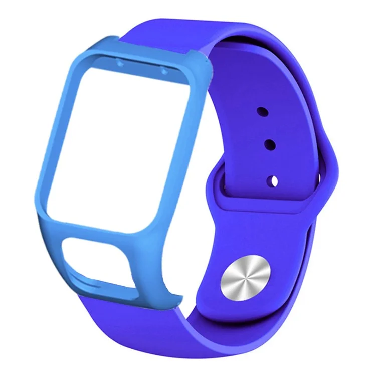For TomTom Runner 3 / 2 / Adventurer Sport Bands Silicone Watch Strap with Case - Sapphire