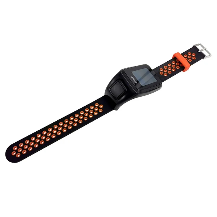 For TomTom Runner 3 / Adventurer Silicone Band Dual Color Breathable Watch Strap with Case - Black+Red