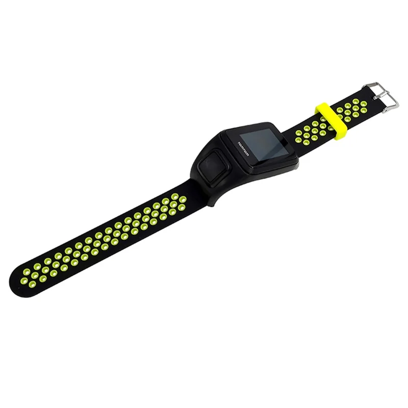 For TomTom Runner 3 / Adventurer Silicone Band Dual Color Breathable Watch Strap with Case - Black+Green