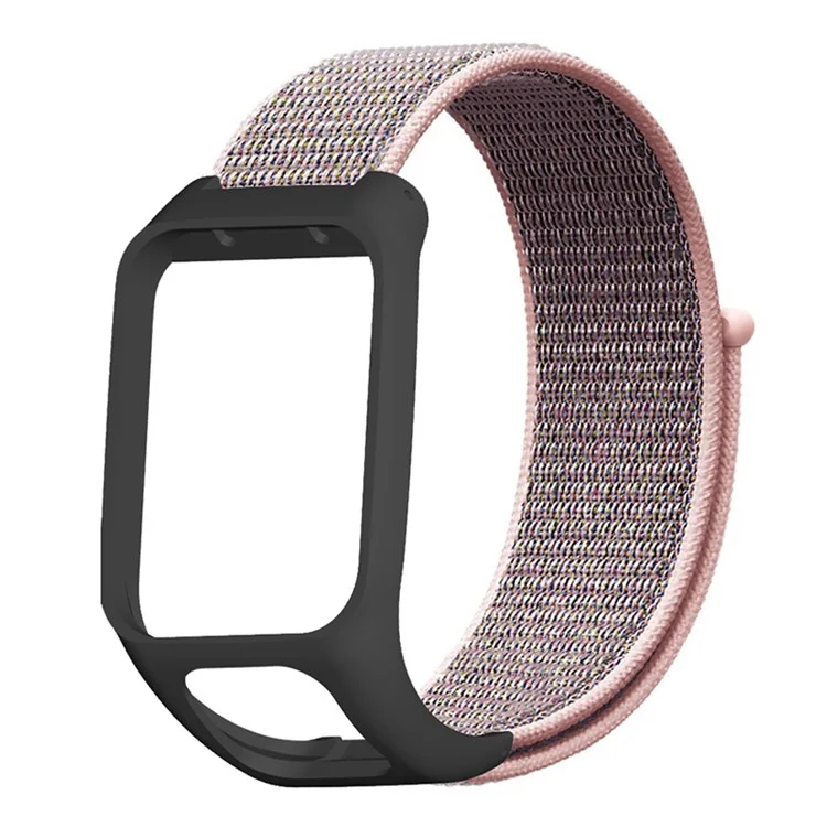 Pour TomTom Runner 3 / Adventurer Watch Band Adjustable Nylon Sport Wrist Strap with Case - Pink