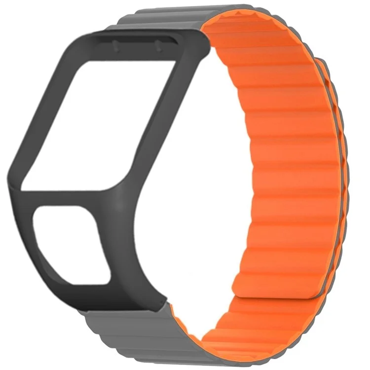 Para la banda de reloj TomTom Runner 2 / 3 / Spark / Adventurer Silicona Magnética con Estuche - Gris+Naranja