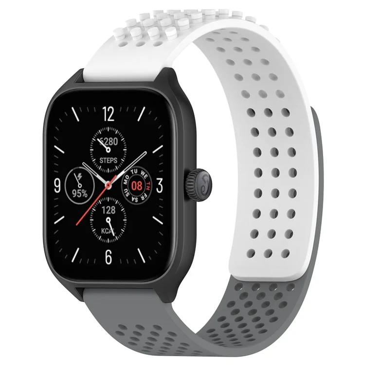 Pour Huami Amazfit GTR 4 46mm / Garmin Forerunner 255 / Huawei Watch 3 Pro Bracelet de montre 22mm en silicone - Blanc / Gris