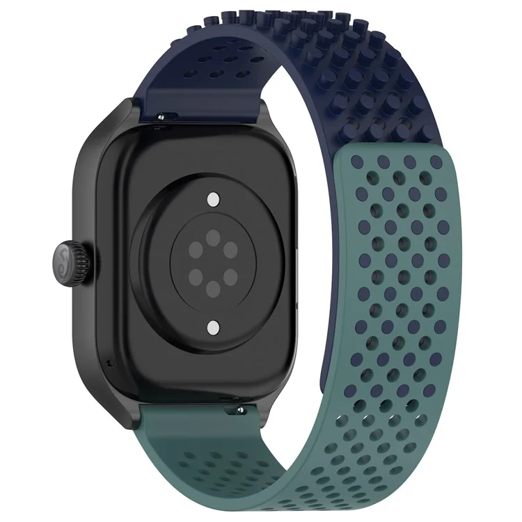 For Huami Amazfit GTR 4 46mm / Garmin Forerunner 255 / Huawei Watch 3 Pro Watch Strap 22mm Silicone Watch Band - Midnight Blue / Olive Green