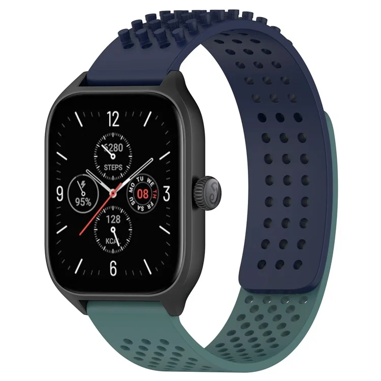 For Huami Amazfit GTR 4 46mm / Garmin Forerunner 255 / Huawei Watch 3 Pro Watch Strap 22mm Silicone Watch Band - Midnight Blue / Olive Green