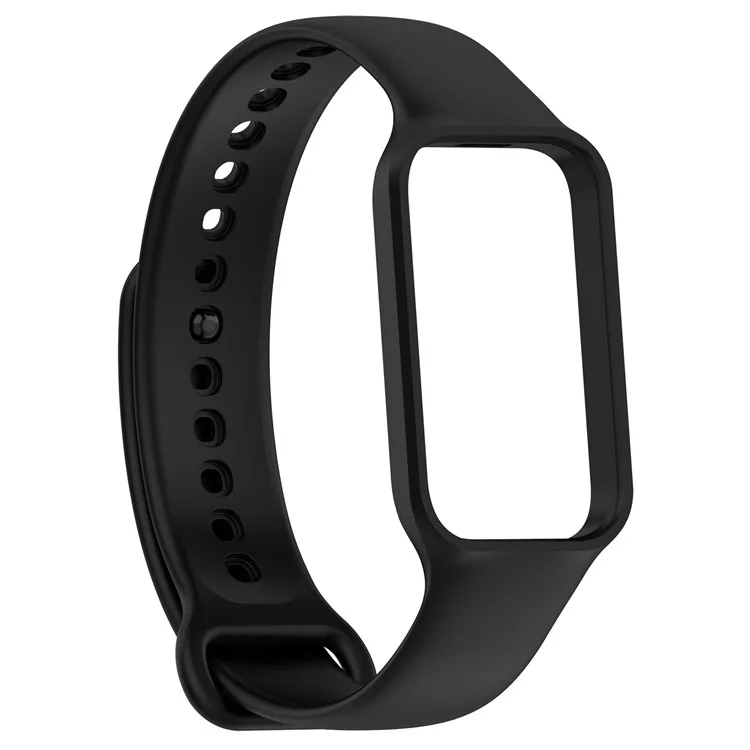 Para Xiaomi Smart Band 8 Active / Redmi Band 2 Silicone Watch Band Replacement Wrist Strap with Watch Case - Preto