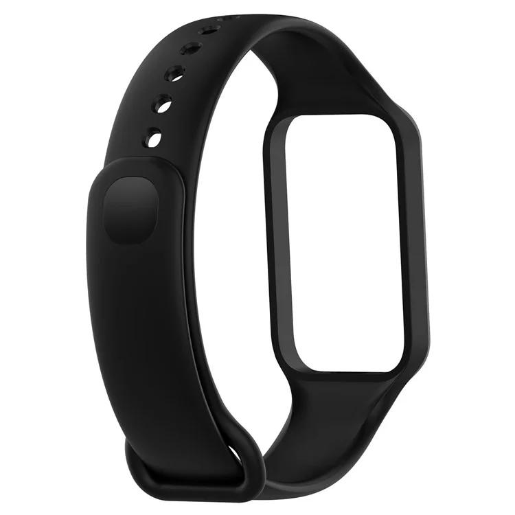 Para Xiaomi Smart Band 8 Active / Redmi Band 2 Silicone Watch Band Replacement Wrist Strap with Watch Case - Preto