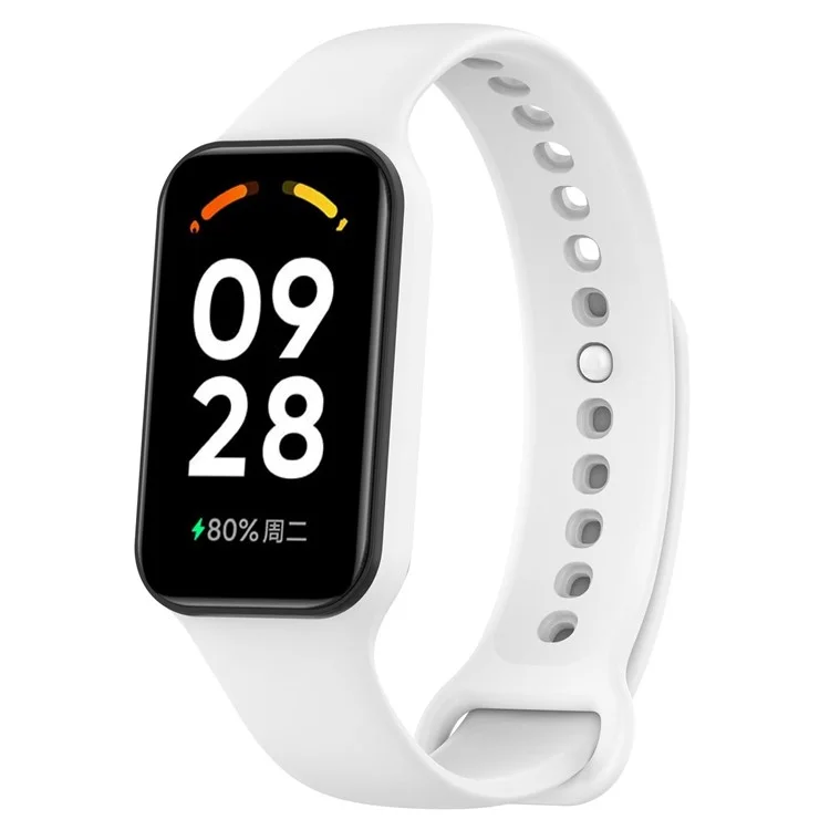 Para Xiaomi Smart Band 8 Active / Redmi Band 2 Silicone Watch Band Replacement Wrist Strap with Watch Case - Blanco