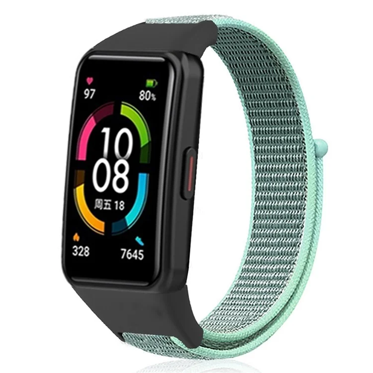For Huawei Band 6 / 6 Pro / Honor Band 6 Watch Strap Nylon Loop Adjustable Wrist Band - Lake Green