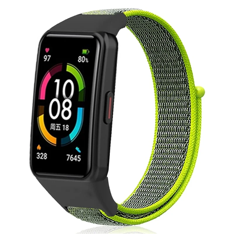 Para Huawei Band 6 / 6 Pro / Honor Band 6 Pulseira de Relógio Nylon Loop Ajustável - Amarelo Brilhante