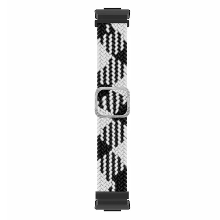 For Huawei Watch Fit 2 Adjustable Watch Strap Braided Elastic Wristband - Black White