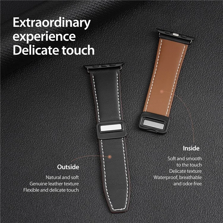 Ремешок DUX DUCIS YA Series для Apple Watch Series 10 42 мм / 9 8 7 41 мм / SE (2023) SE (2022) SE 6 5 4 40 мм / 3 2 1 38 мм, натуральная кожа коровы - черный
