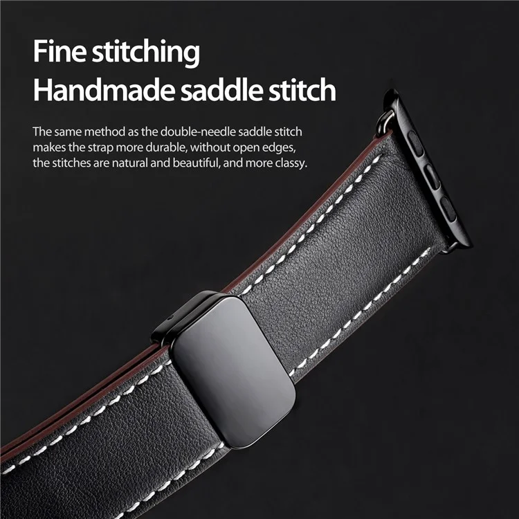 Ремешок DUX DUCIS YA Series для Apple Watch Series 10 42 мм / 9 8 7 41 мм / SE (2023) SE (2022) SE 6 5 4 40 мм / 3 2 1 38 мм, натуральная кожа коровы - черный