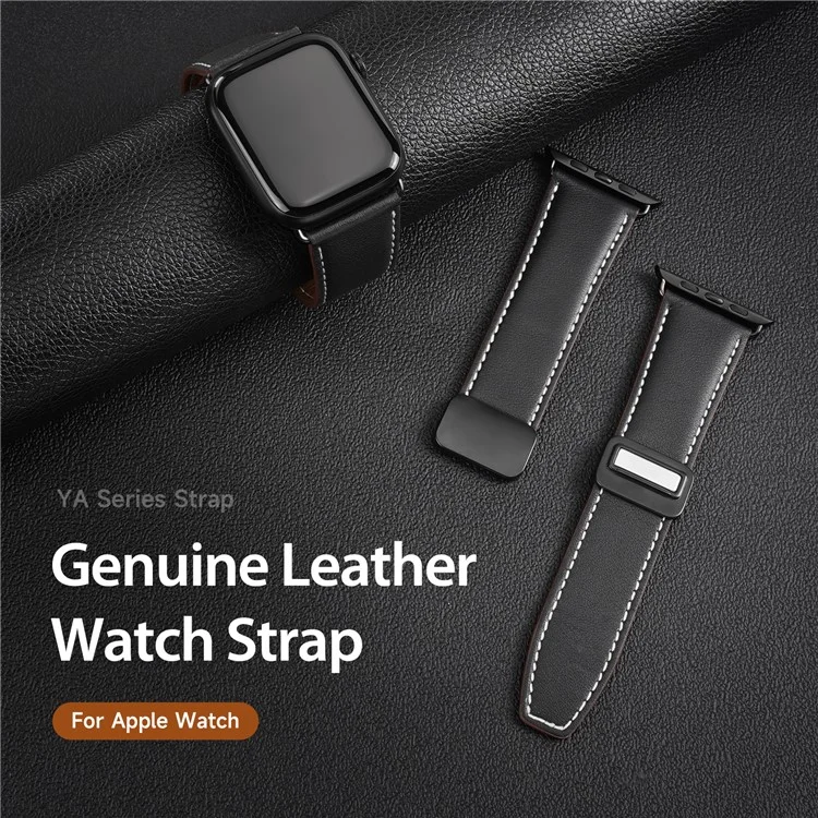 Ремешок DUX DUCIS YA Series для Apple Watch Series 10 42 мм / 9 8 7 41 мм / SE (2023) SE (2022) SE 6 5 4 40 мм / 3 2 1 38 мм, натуральная кожа коровы - черный
