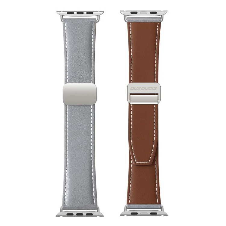 DUX DUCIS YA Series Strap for Apple Watch Series 10 42mm / 9 8 7 41mm / SE (2023) SE (2022) SE 6 5 4 40mm / 3 2 1 38mm Genuine Cow Leather Watch Band - Grey