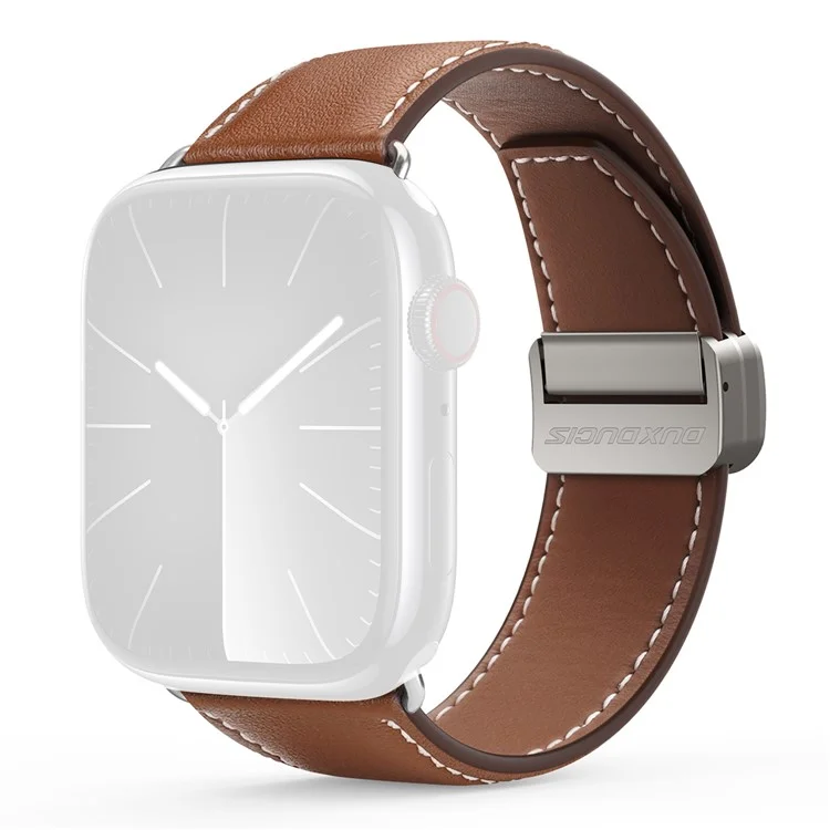 Pulseira de Couro Genuíno DUX DUCIS YA Series para Apple Watch Series 10 46mm / Ultra 2 Ultra 49mm / Series 9 8 7 45mm / 6 5 4 SE (2023) SE (2022) SE 44mm / 3 2 1 42mm - Marrom