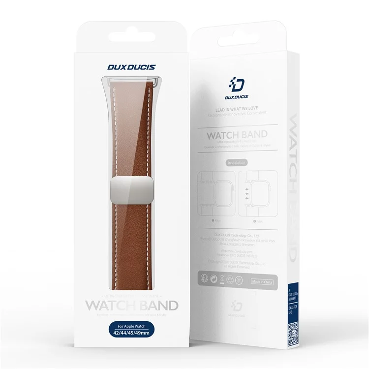 Pulseira de Couro Genuíno DUX DUCIS YA Series para Apple Watch Series 10 46mm / Ultra 2 Ultra 49mm / Series 9 8 7 45mm / 6 5 4 SE (2023) SE (2022) SE 44mm / 3 2 1 42mm - Marrom