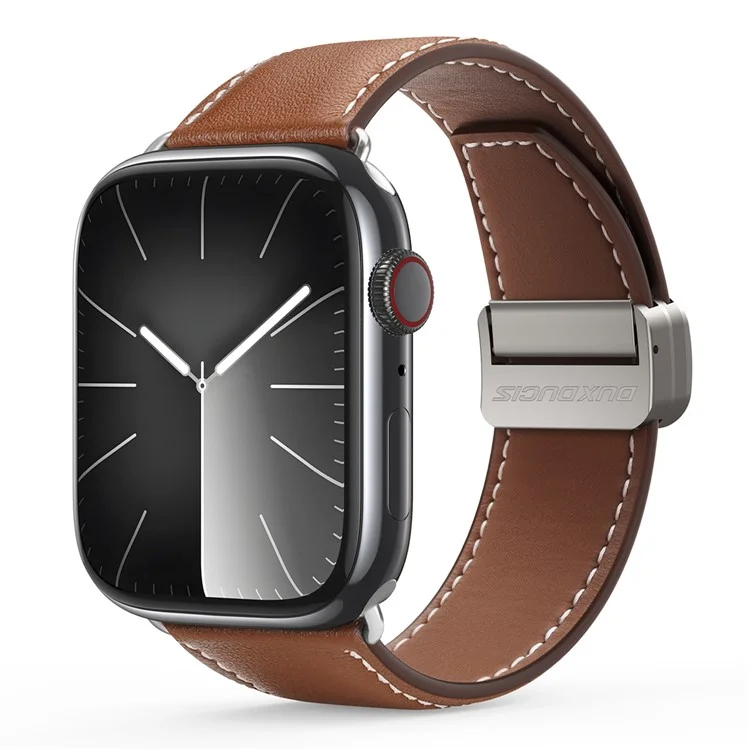Pulseira de Couro Genuíno DUX DUCIS YA Series para Apple Watch Series 10 46mm / Ultra 2 Ultra 49mm / Series 9 8 7 45mm / 6 5 4 SE (2023) SE (2022) SE 44mm / 3 2 1 42mm - Marrom