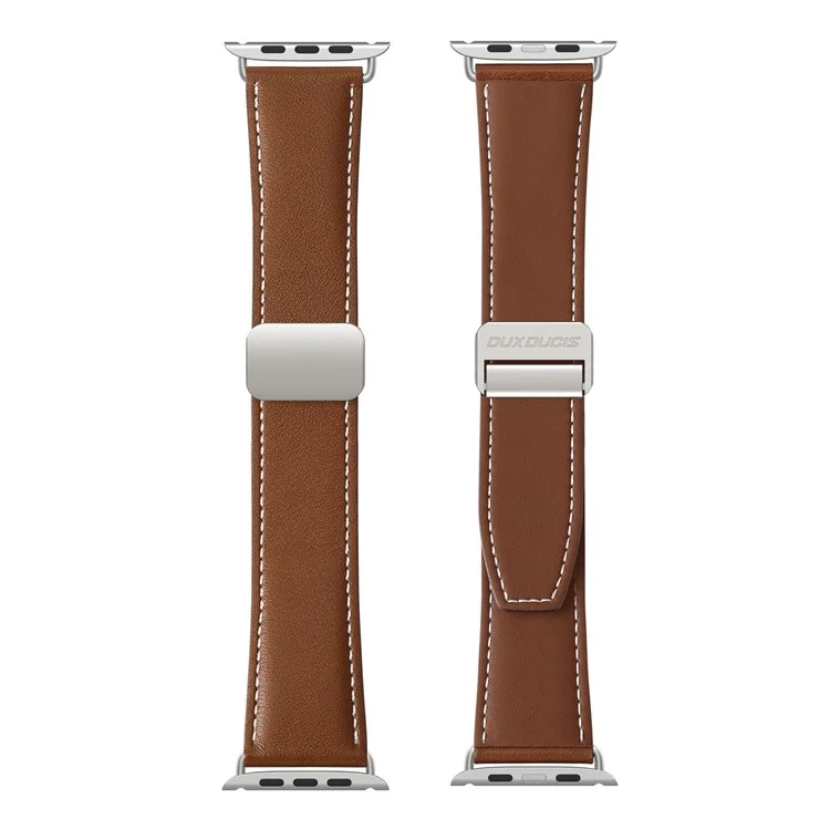 Pulseira de Couro Genuíno DUX DUCIS YA Series para Apple Watch Series 10 46mm / Ultra 2 Ultra 49mm / Series 9 8 7 45mm / 6 5 4 SE (2023) SE (2022) SE 44mm / 3 2 1 42mm - Marrom