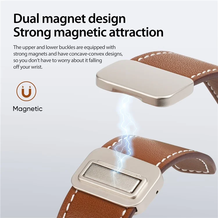 Pulseira de Couro Genuíno DUX DUCIS YA Series para Apple Watch Series 10 46mm / Ultra 2 Ultra 49mm / Series 9 8 7 45mm / 6 5 4 SE (2023) SE (2022) SE 44mm / 3 2 1 42mm - Marrom