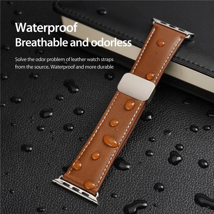 Pulseira de Couro Genuíno DUX DUCIS YA Series para Apple Watch Series 10 46mm / Ultra 2 Ultra 49mm / Series 9 8 7 45mm / 6 5 4 SE (2023) SE (2022) SE 44mm / 3 2 1 42mm - Marrom