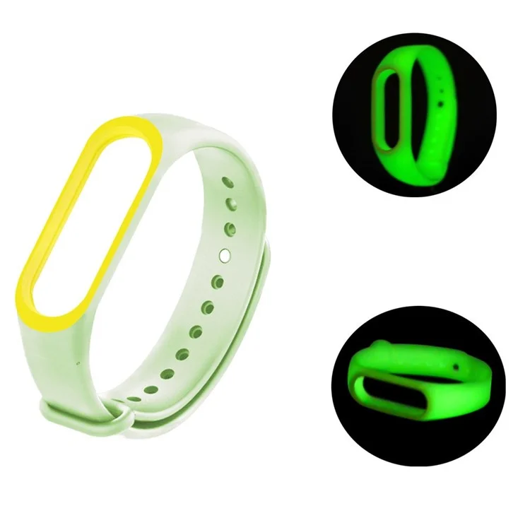 For Xiaomi Mi Band 6 / 5 / 4 / 3 Watch Strap Noctilucent TPU Dual-color Wristbands with Case