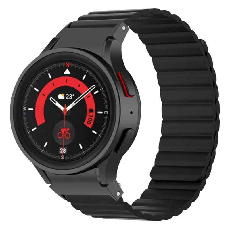 For Samsung Galaxy Watch6 / Watch 5 / Watch 5 Pro / Watch4 Magnetic Band Silicone Adjustable Wristband - Black