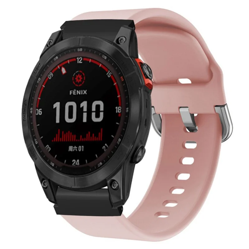 For Garmin Fenix 7S / 6S / 5S Watch Strap Silicone Breathable Replacement Bands with 20mm PC Connector - Pink