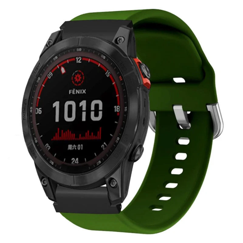 For Garmin Fenix 7S / 6S / 5S Watch Strap Silicone Breathable Replacement Bands with 20mm PC Connector - Army Green