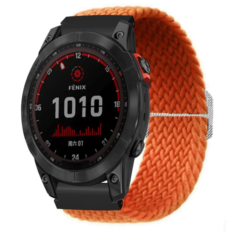 For Garmin Fenix 7S / 6S / 5S Stretchy Nylon Watch Strap Sport Wristbands with 20mm PC Connector - Orange