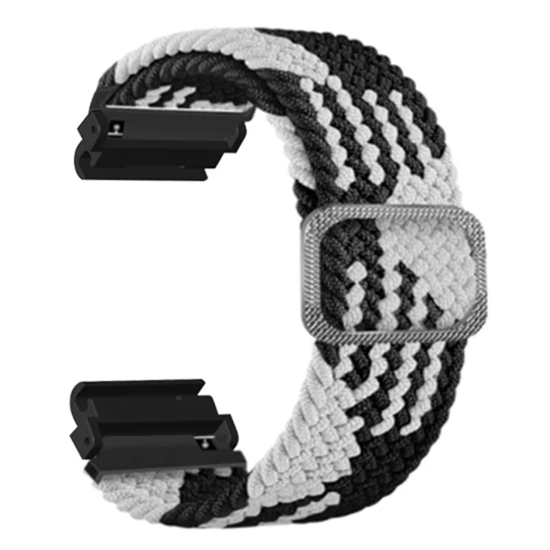 For Garmin Fenix 7S / 6S / 5S Stretchy Nylon Watch Strap Sport Wristbands with 20mm PC Connector - Black+White