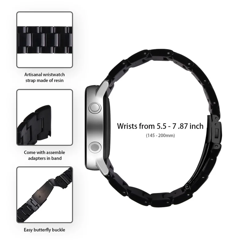 For Garmin Vivoactive 4 Replacement Watch Strap 22mm Waterproof Resin Watch Band - Black