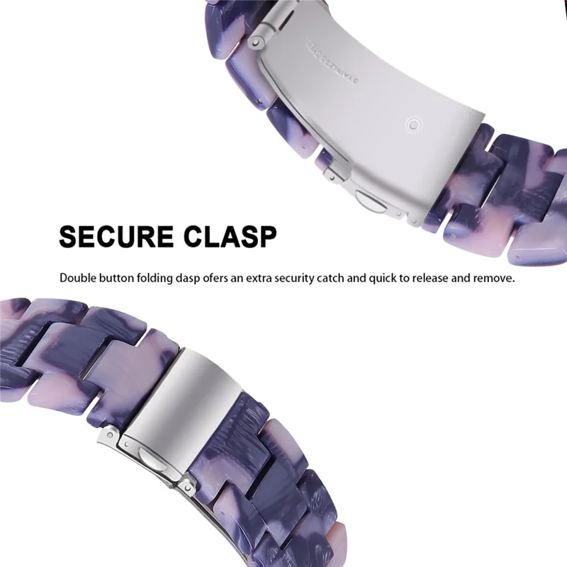 For Garmin Vivoactive 4 Replacement Watch Strap 22mm Waterproof Resin Watch Band - Ink Black Pink