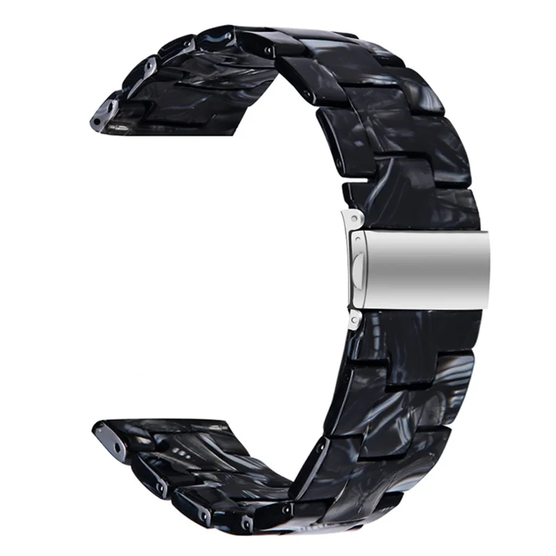 For Garmin Vivoactive 4 Resin Watch Strap 22mm Waterproof Replacement Watch Band - Glossy Black