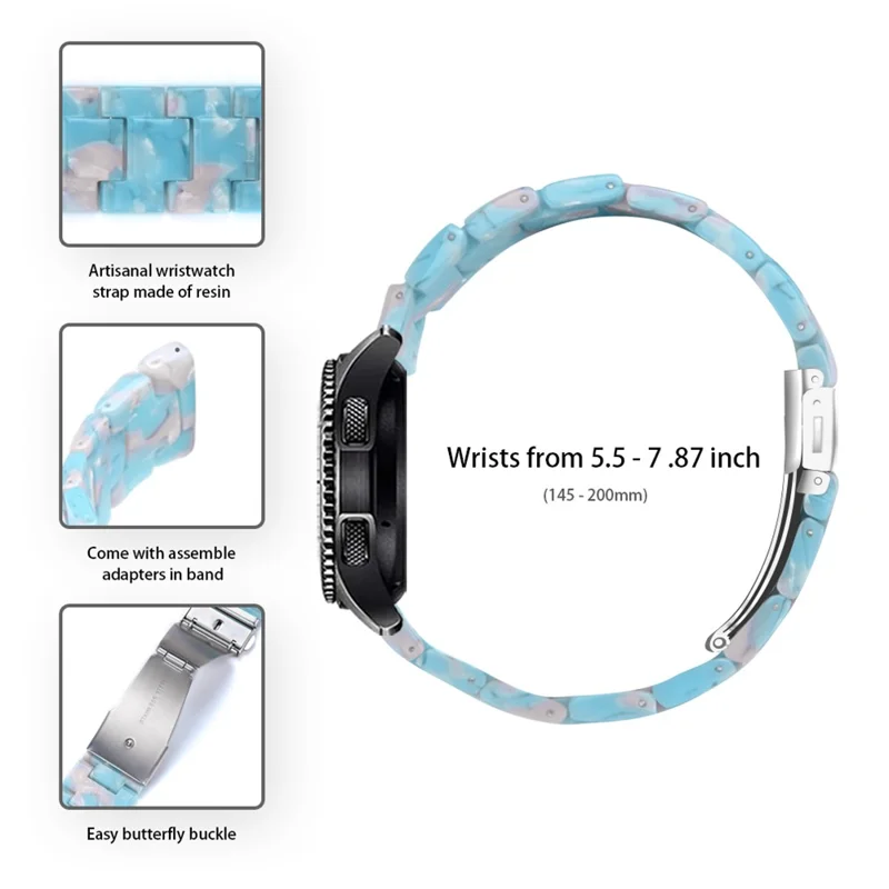 For Garmin Vivoactive 4 Resin Watch Strap 22mm Waterproof Replacement Watch Band - Sky Blue