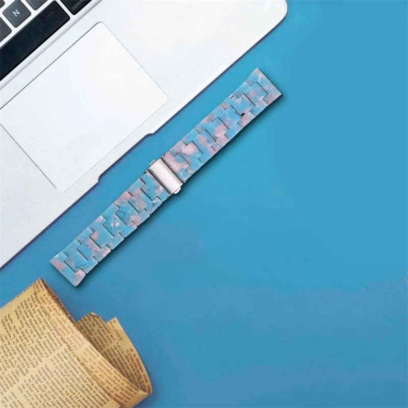 For Garmin Vivoactive 4 Resin Watch Strap 22mm Waterproof Replacement Watch Band - Sky Blue