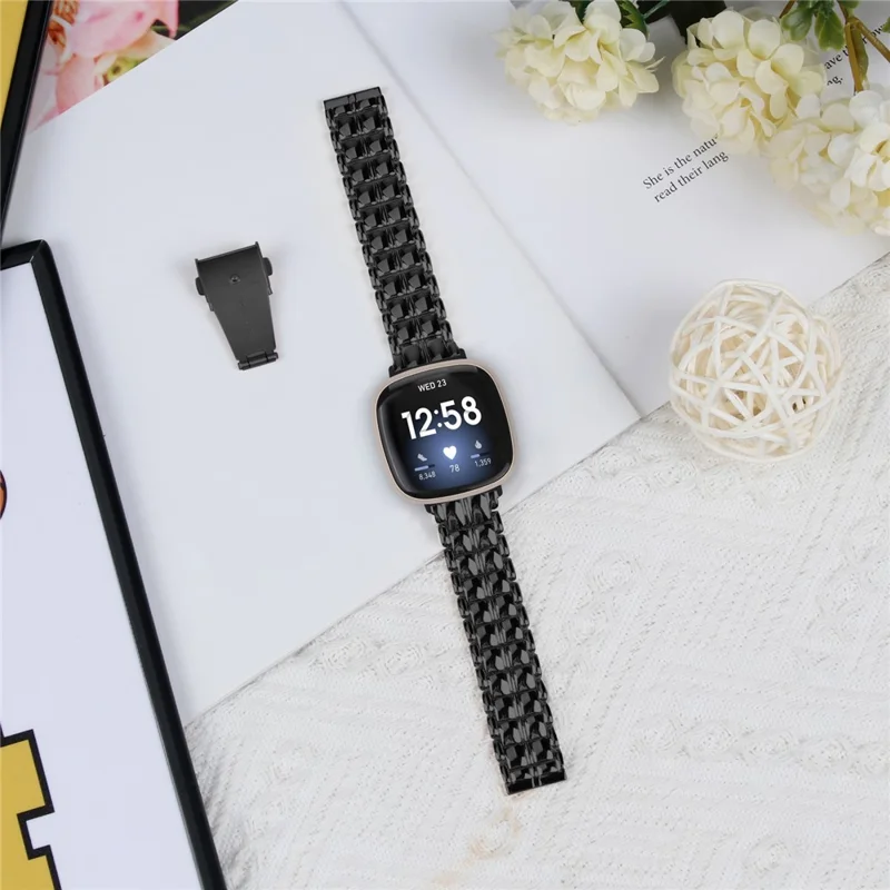 Uhrenarmband für Fitbit Versa 3 / Sense Smartwatch Metallarmband - Schwarz