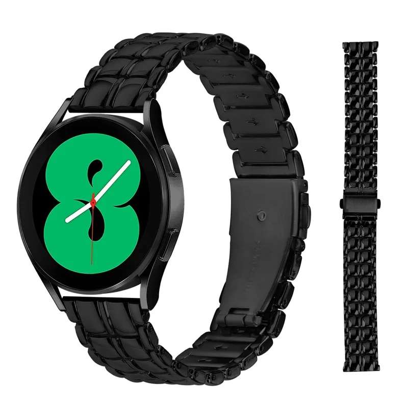 For Garmin Vivomove3 / GarminMove 3 20mm Grid Texture Stainless Steel Watch Band Replacement - Black